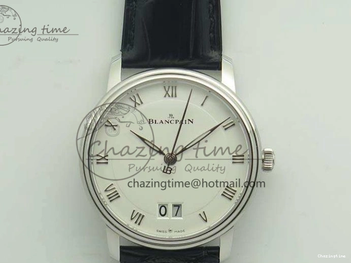 0311 MultiPurpose Villeret 6654 SS Complicated Function OMF 1:1 Best Edition White Dial on Black Leather Strap A6654 V 7901